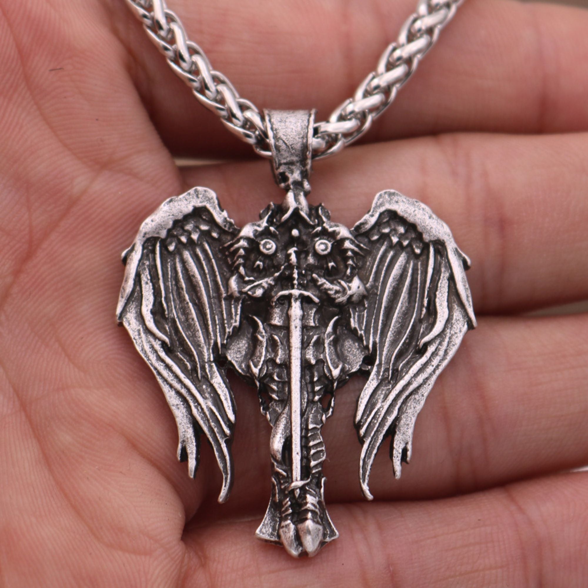 Old World Cross and Angel Wings Necklace - Jesus Passion Apparel