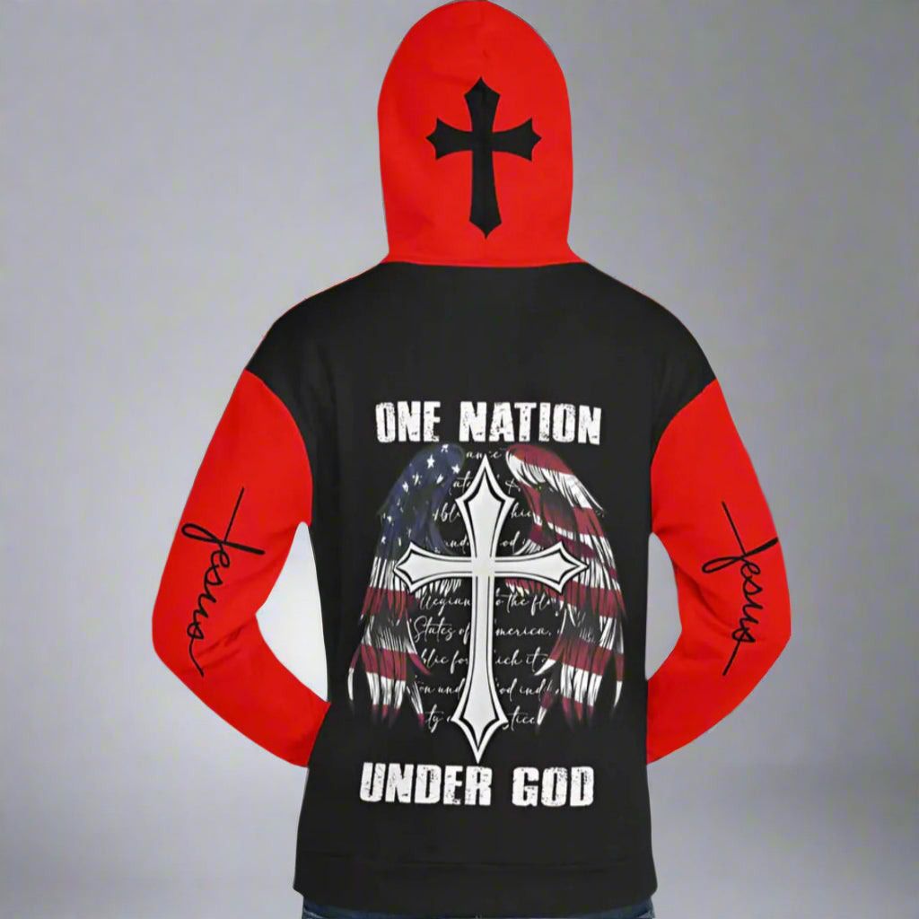 One Nation Under God Men's Fleece Hoodie - Jesus Passion Apparel