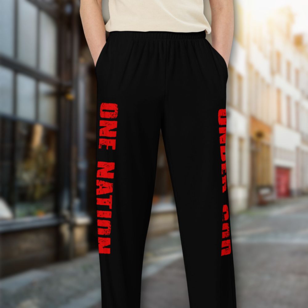 One Nation Under God Men's Wide - Leg Pants with Matching Hoodie Available - Jesus Passion Apparel