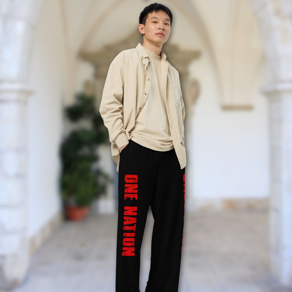 One Nation Under God Men's Wide - Leg Pants with Matching Hoodie Available - Jesus Passion Apparel