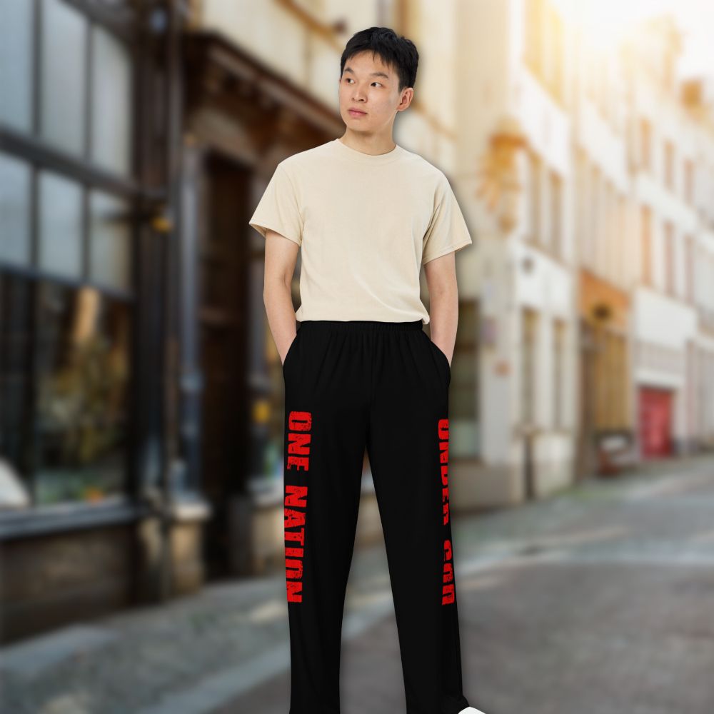 One Nation Under God Men's Wide - Leg Pants with Matching Hoodie Available - Jesus Passion Apparel