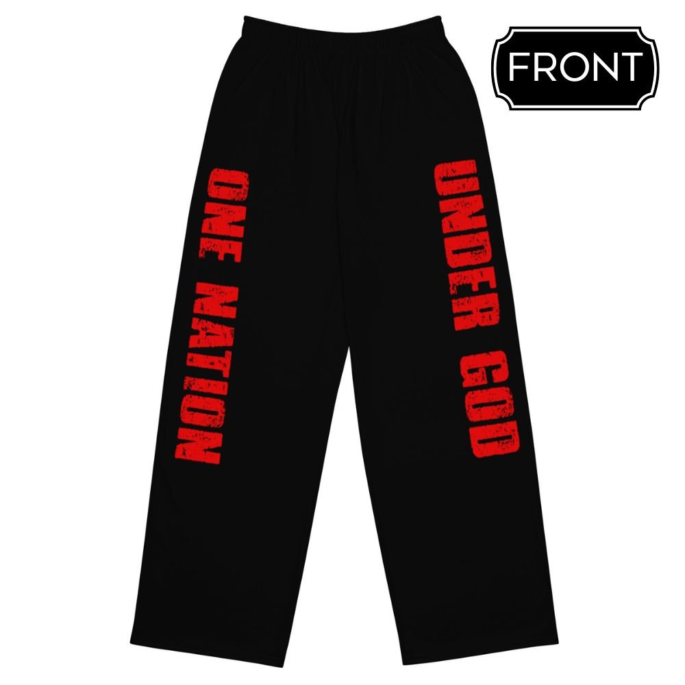 One Nation Under God Men's Wide - Leg Pants with Matching Hoodie Available - Jesus Passion Apparel