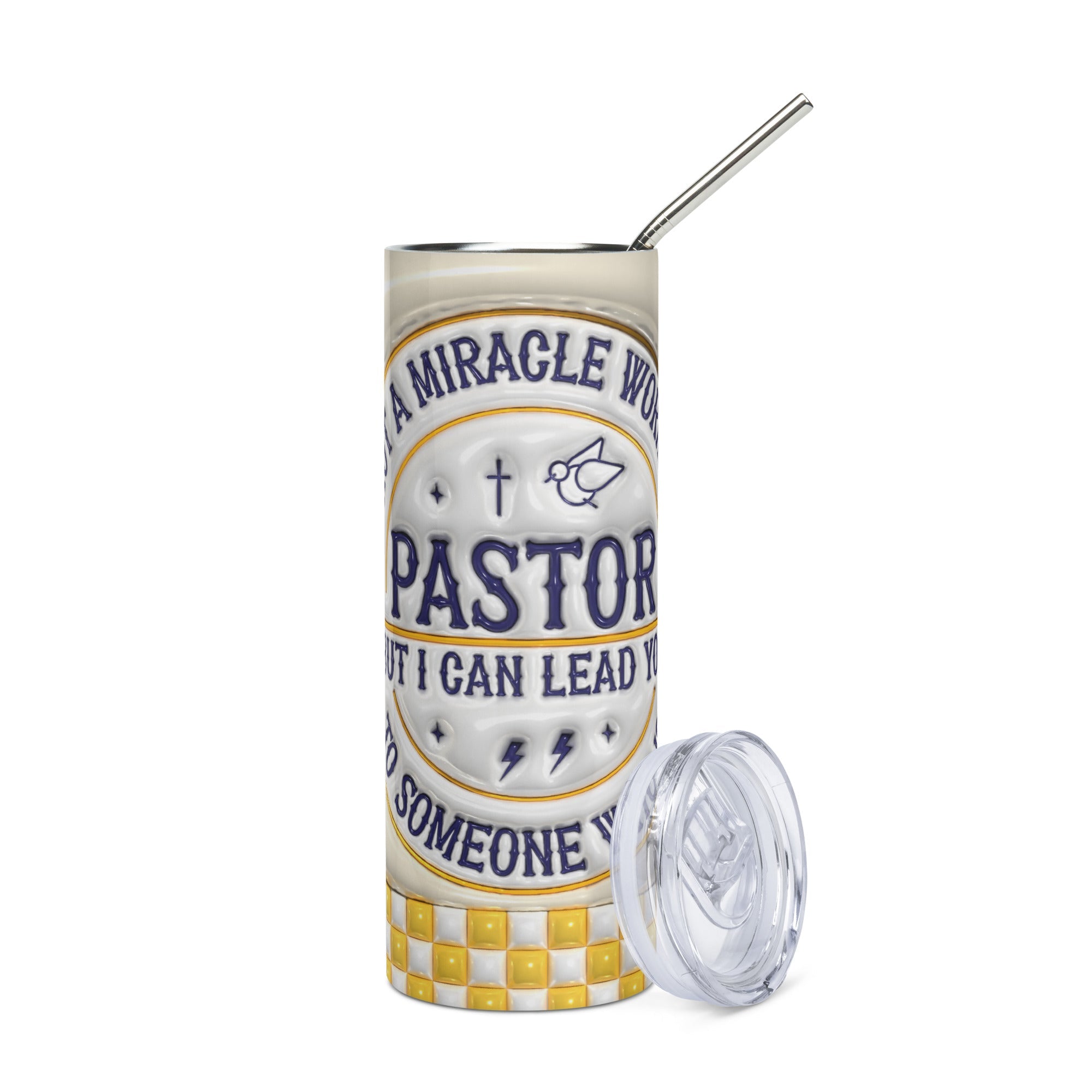 Pastor I Can Lead You 20 oz Tumbler - Stainless Steel Straw - Jesus Passion Apparel