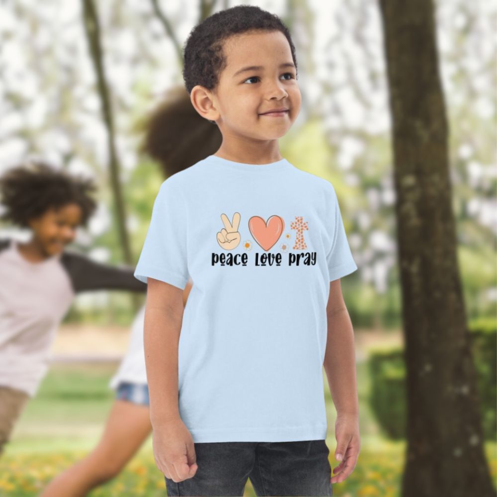 Peace Love Pray Toddler's Fine Jersey Tee - Jesus Passion Apparel