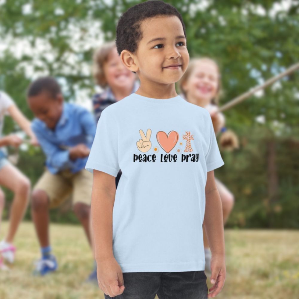 Peace Love Pray Toddler's Fine Jersey Tee - Jesus Passion Apparel