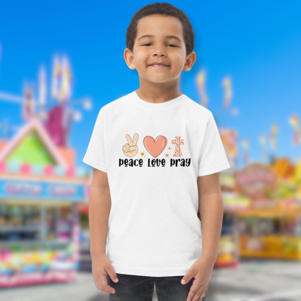 Peace Love Pray Toddler's Fine Jersey Tee - Jesus Passion Apparel