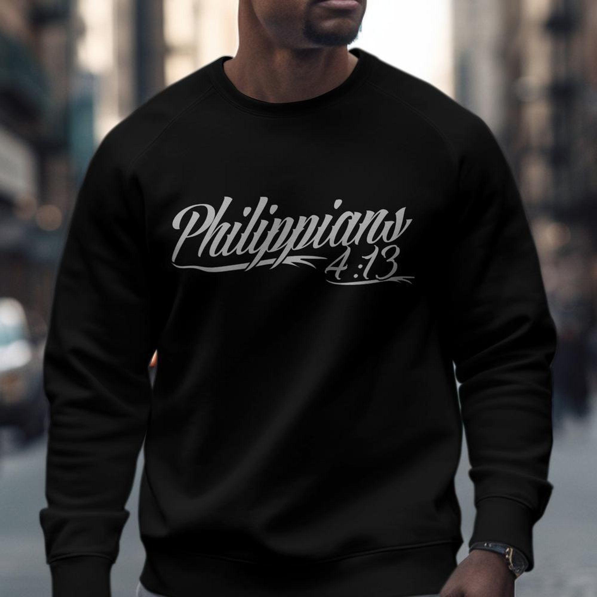 Philippines 4:13 Men's Fleece Unisex - Fit Sweatshirt - Black - Jesus Passion Apparel