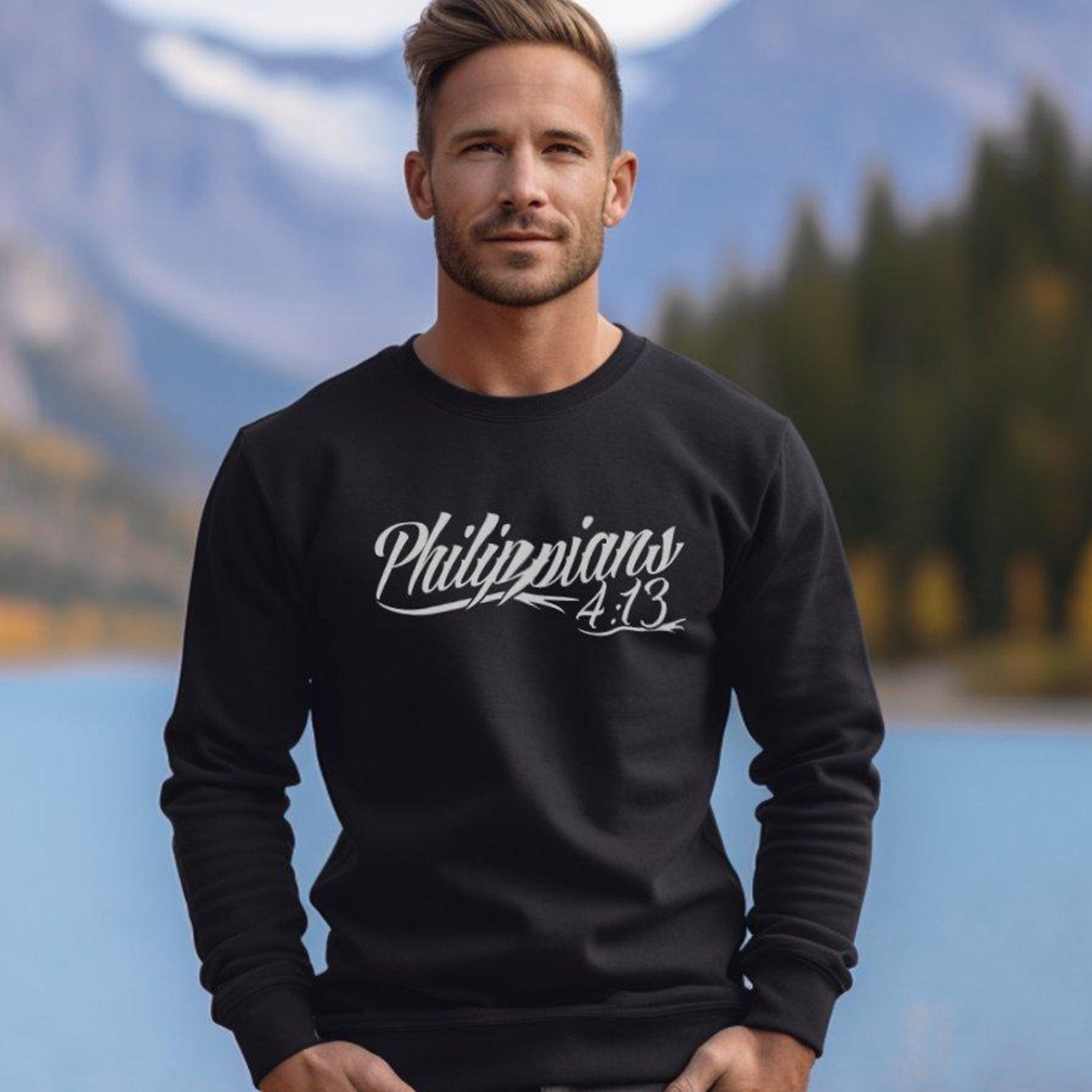 Philippines 4:13 Men's Fleece Unisex - Fit Sweatshirt - Black - Jesus Passion Apparel