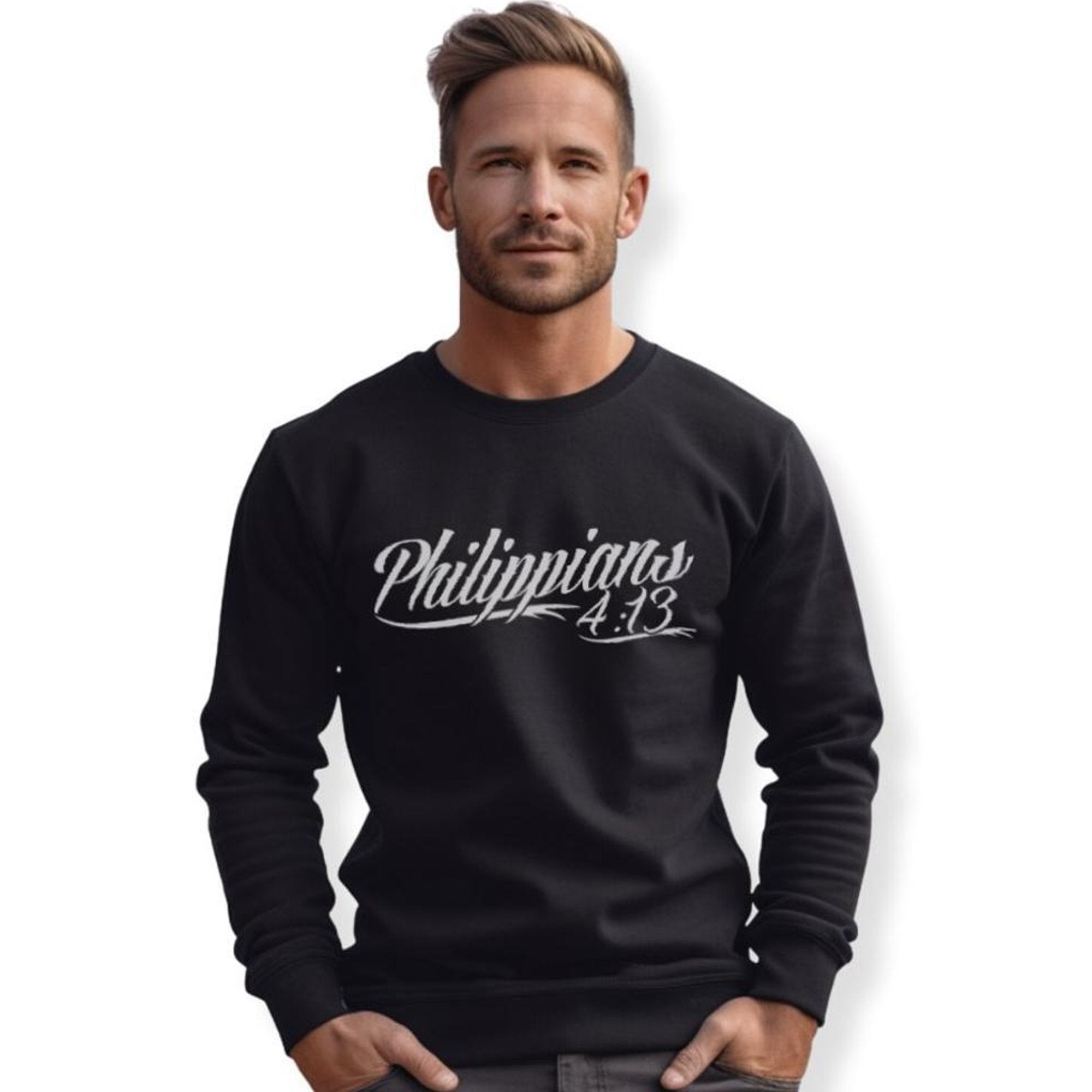 Philippines 4:13 Men's Fleece Unisex - Fit Sweatshirt - Black - Jesus Passion Apparel