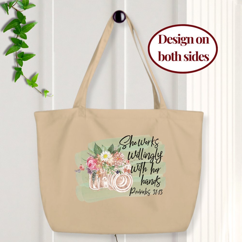 Photographer - She Works Willingly Relaxed T-Shirt - Matching Tote Available - Jesus Passion Apparel