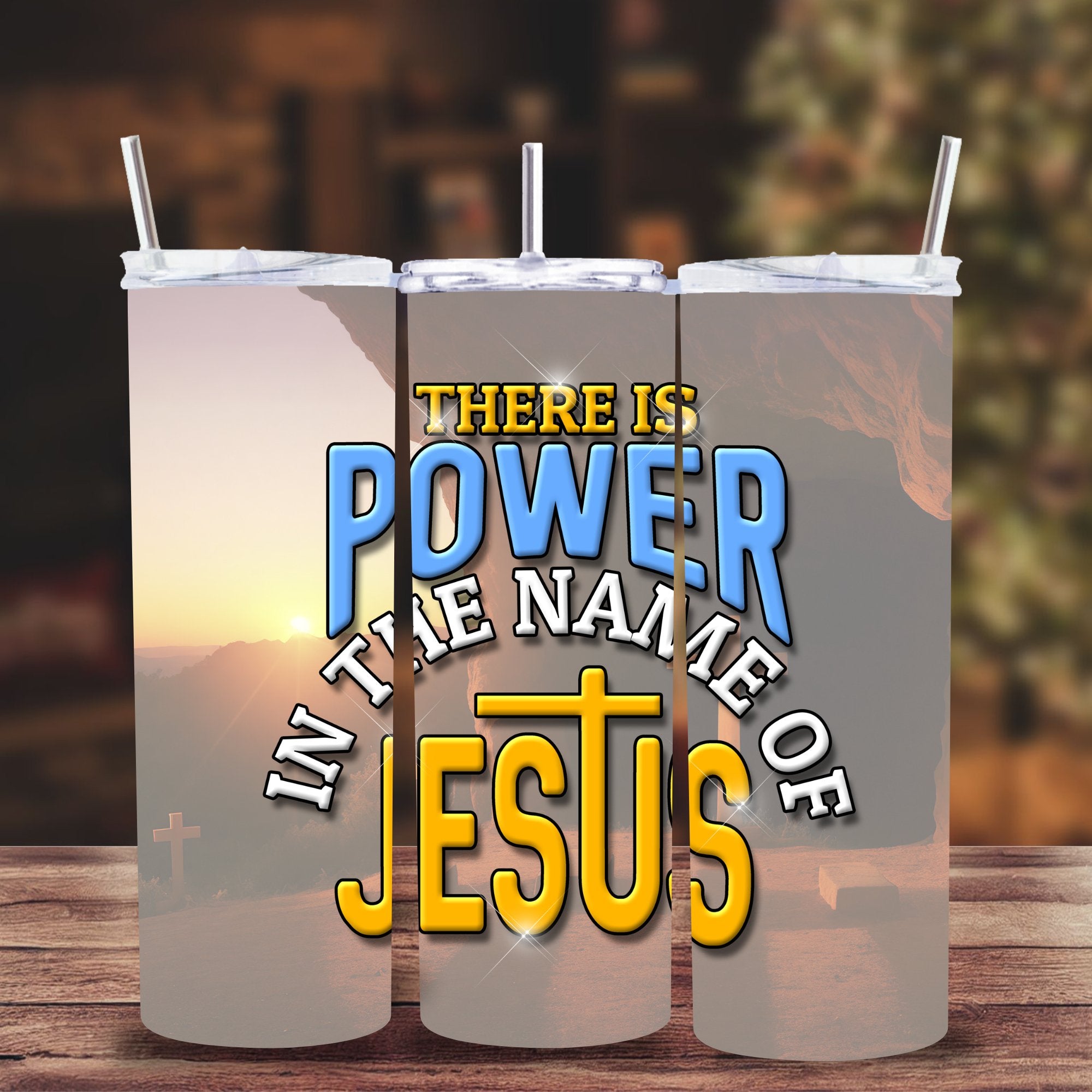 Power in Jesus 20 oz Tumbler - Stainless Steel Straw - Jesus Passion Apparel