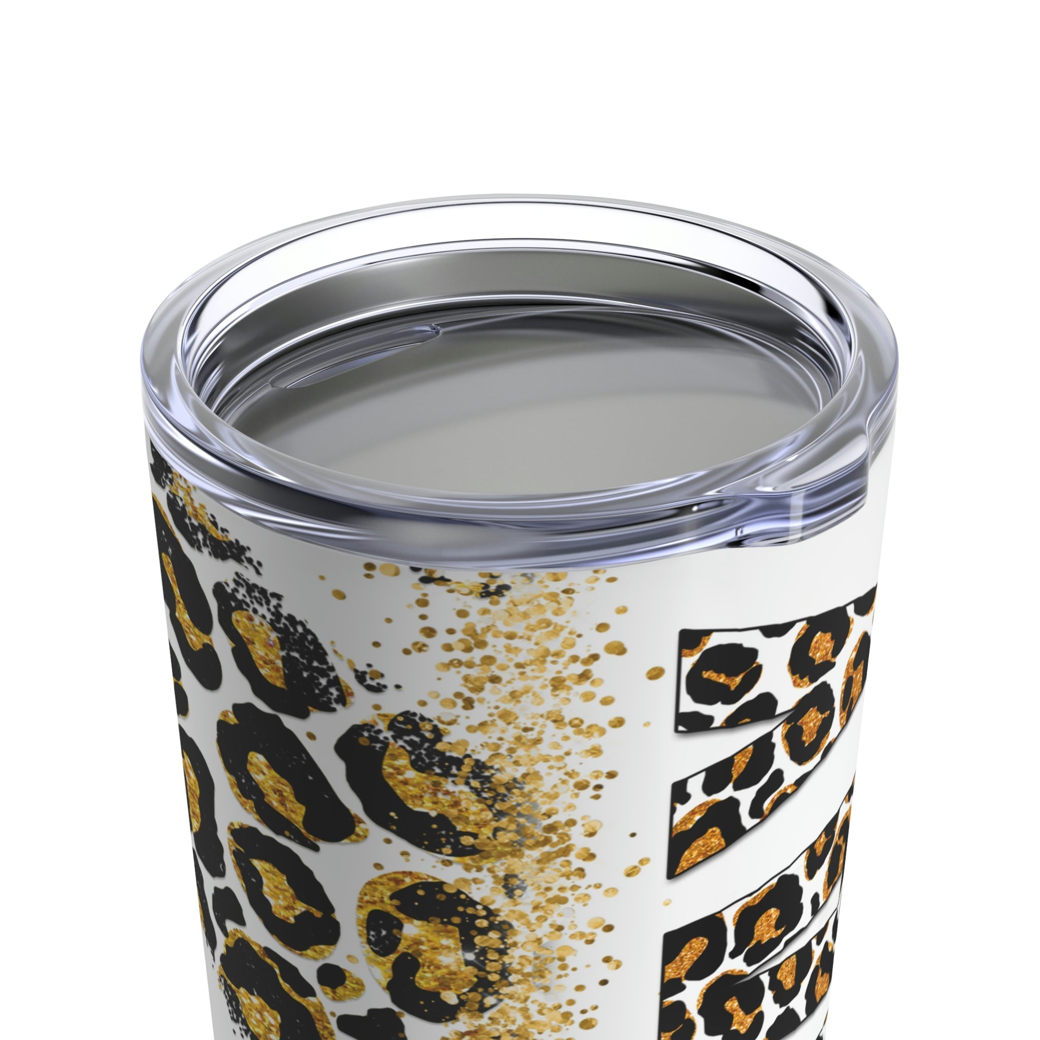 Pray Animal Print Gold Glitter Hot - Cold Tumbler 20 oz with Sip Lid - Jesus Passion Apparel