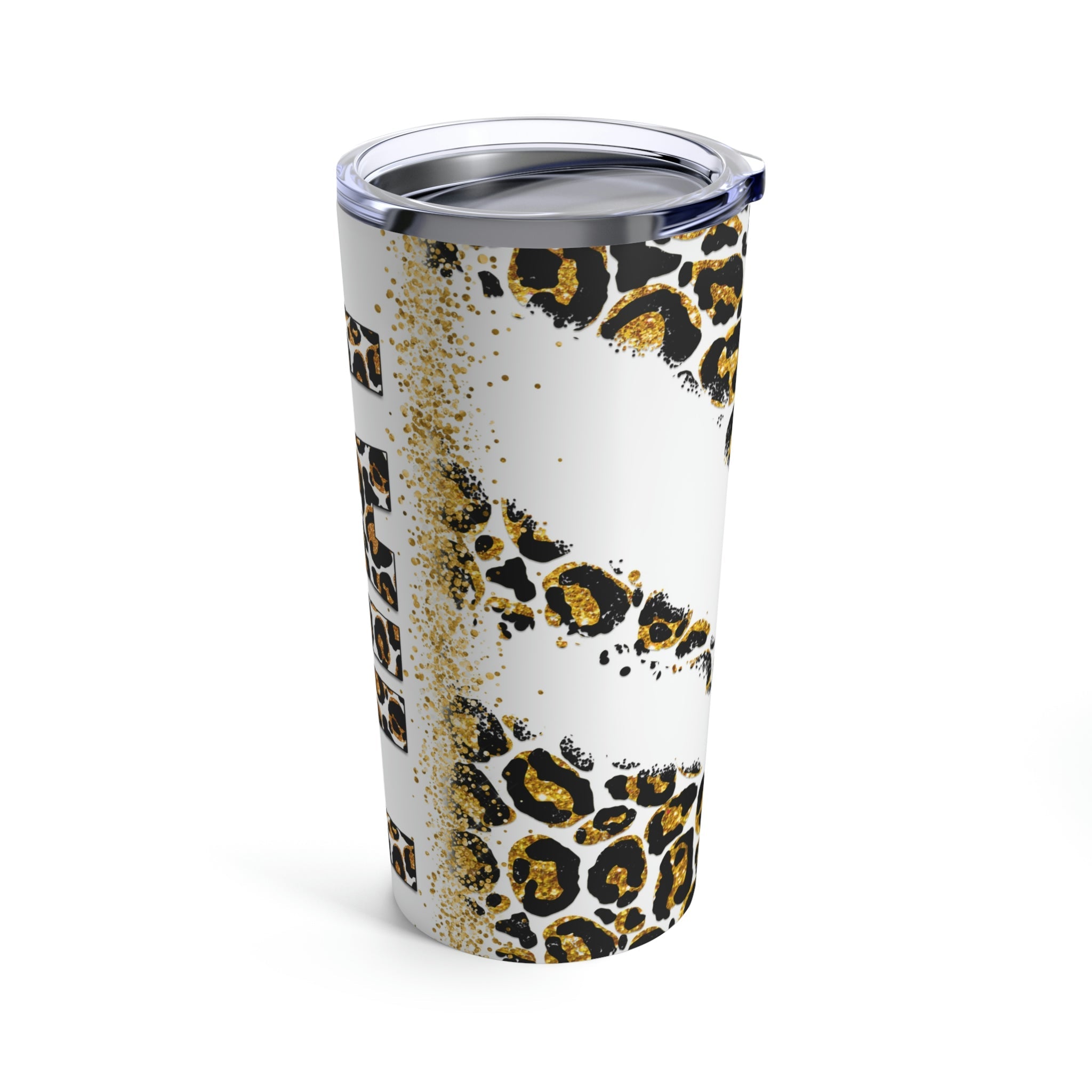 Pray Animal Print Gold Glitter Hot - Cold Tumbler 20 oz with Sip Lid - Jesus Passion Apparel