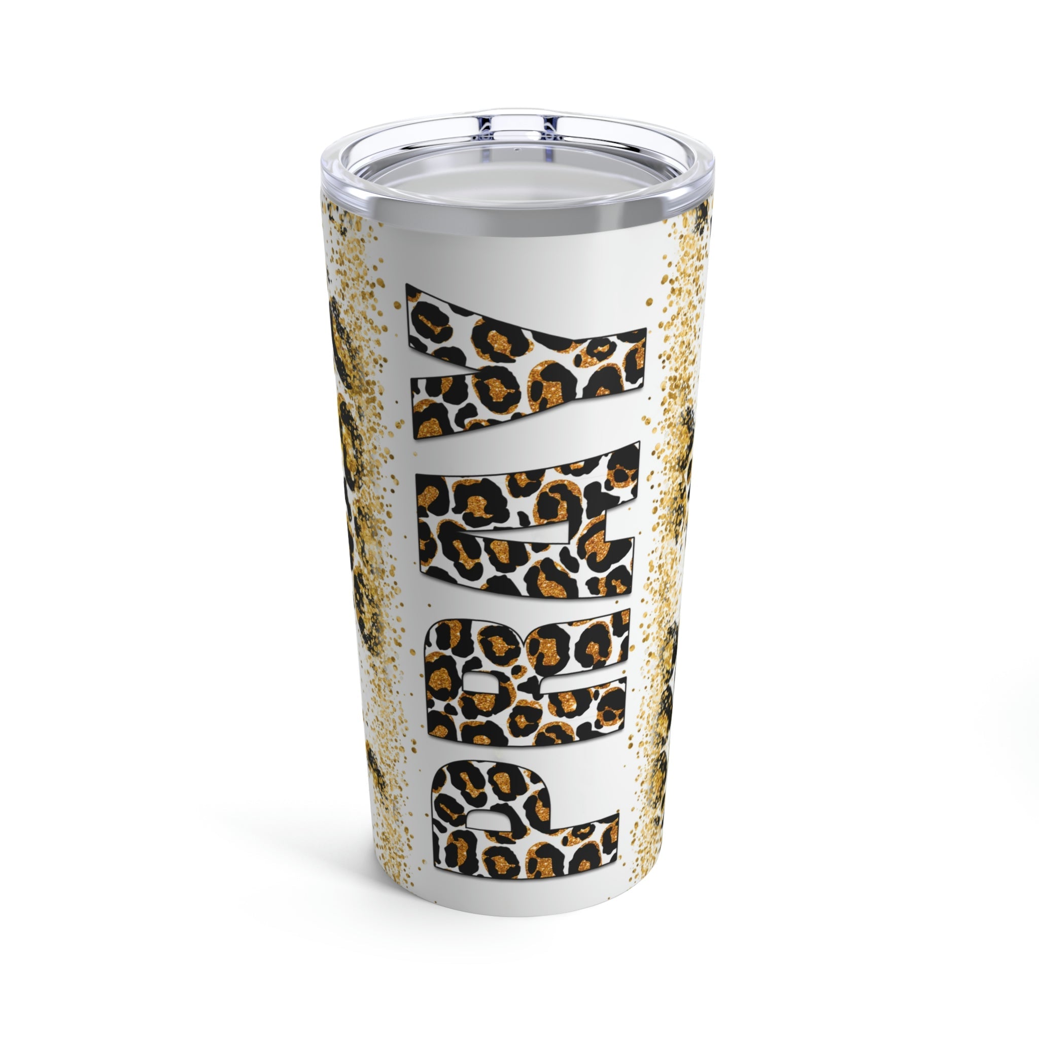 Pray Animal Print Gold Glitter Hot - Cold Tumbler 20 oz with Sip Lid - Jesus Passion Apparel