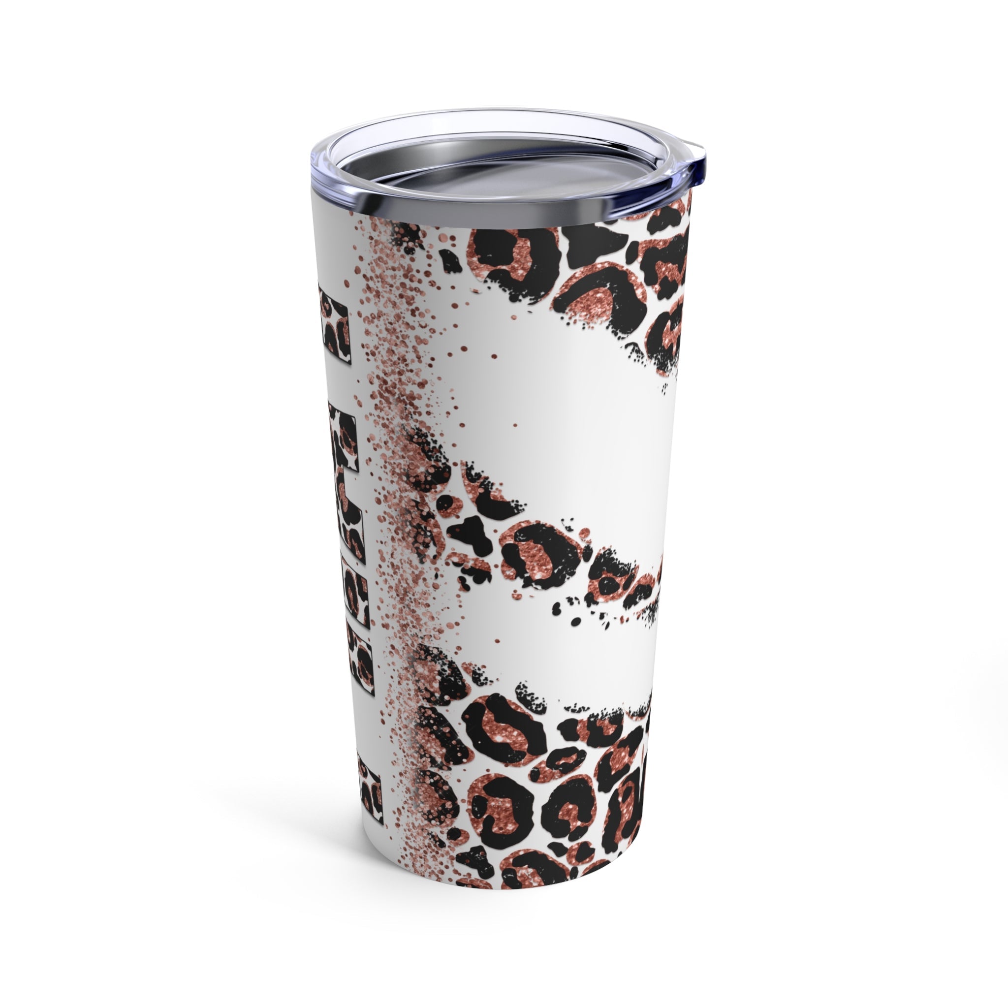 Pray Animal Print Pink Rose Glitter Hot - Cold Tumbler 20 oz with Sip Lid - Jesus Passion Apparel