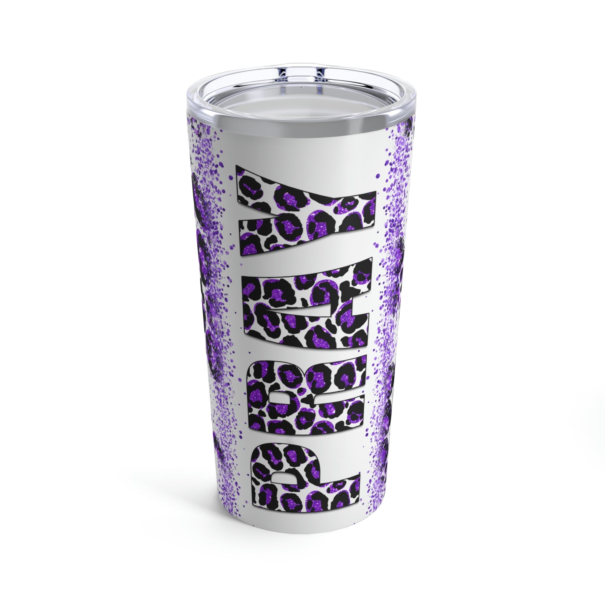 Pray Animal Print Purple Glitter Hot - Cold Tumbler 20 oz with Sip Lid - Jesus Passion Apparel