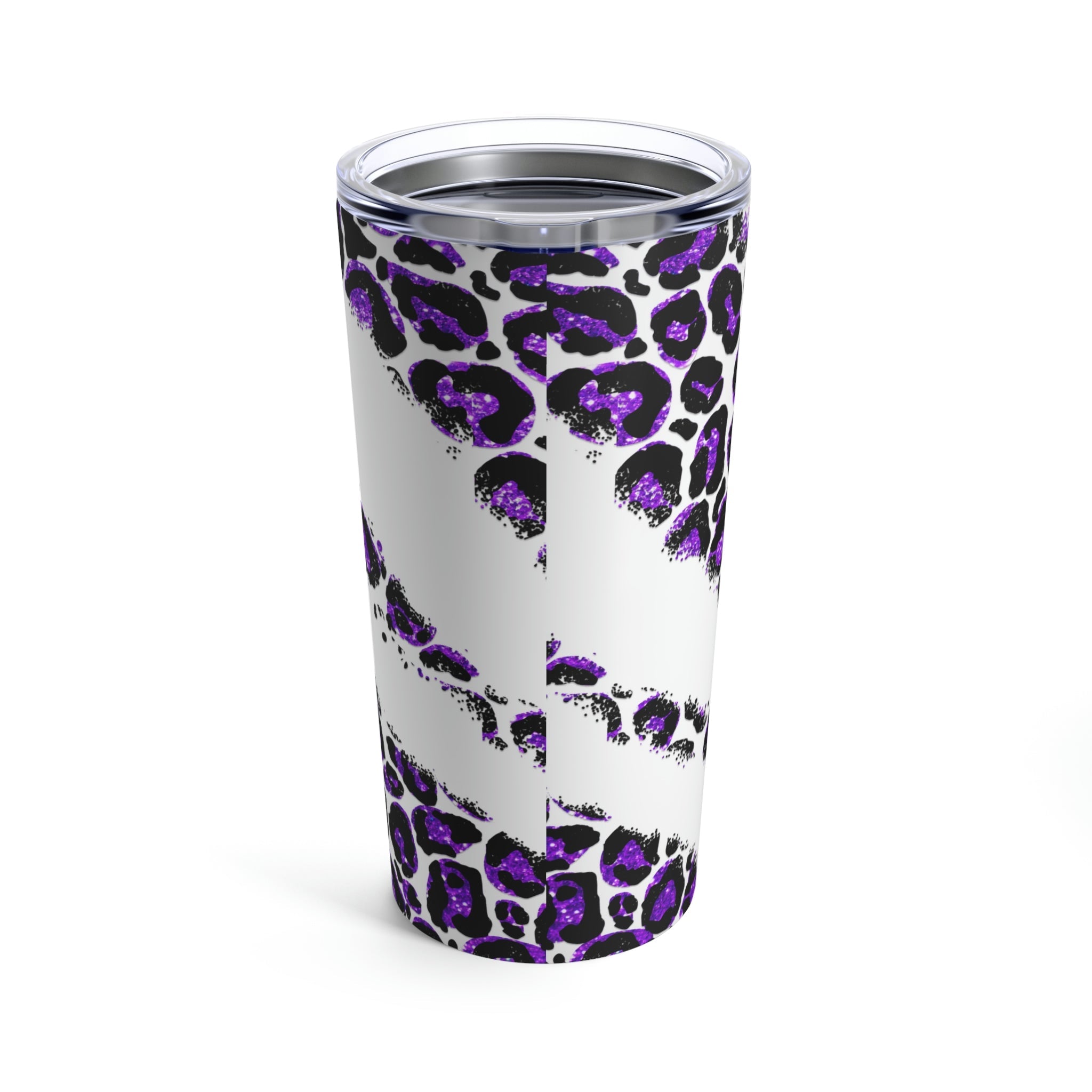 Pray Animal Print Purple Glitter Hot - Cold Tumbler 20 oz with Sip Lid - Jesus Passion Apparel