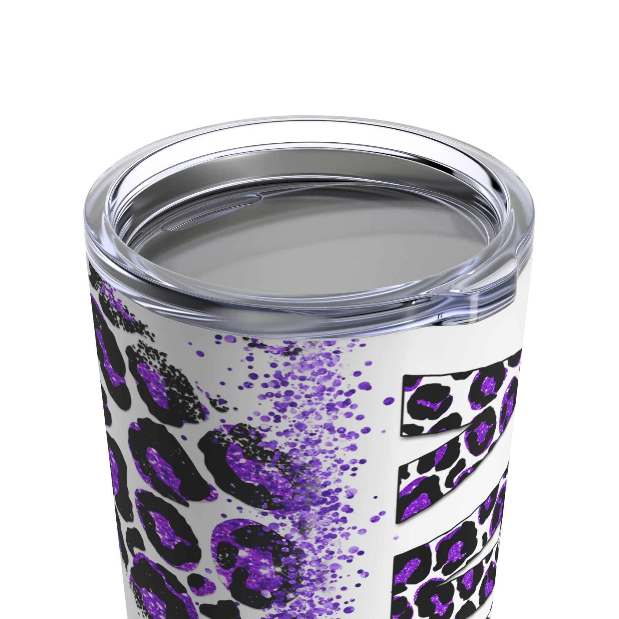 Pray Animal Print Purple Glitter Hot - Cold Tumbler 20 oz with Sip Lid - Jesus Passion Apparel