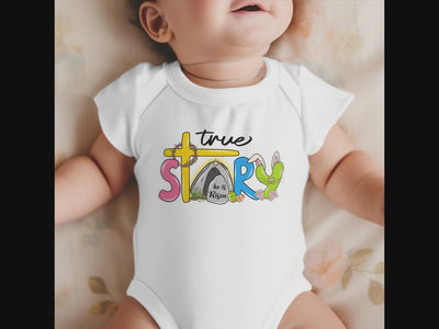 True Story Infant Fine Jersey Bodysuit Size: 6mo Color: White Jesus Passion Apparel