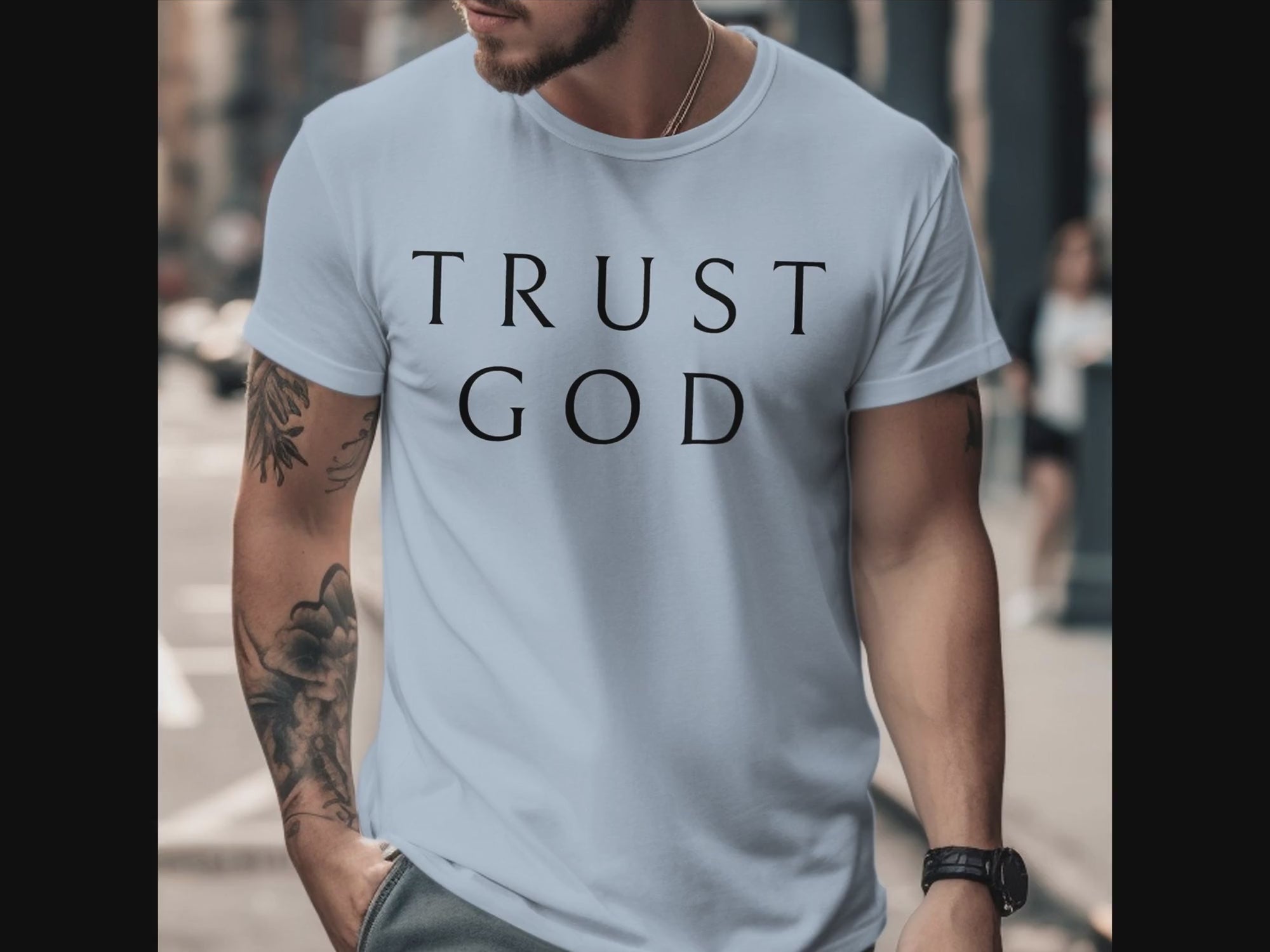 Trust God Men's Jersey Short Sleeve Tee Size: XS Color: Athletic Heather Jesus Passion Apparel