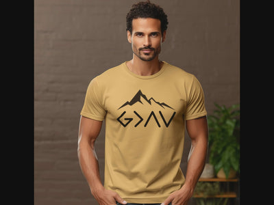 God is Greater Than the Highs and Lows Men's Jersey Short Sleeve Tee Size: XS Color: Aqua Jesus Passion Apparel