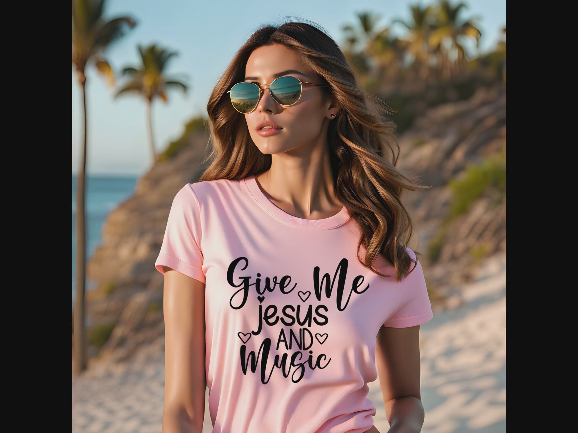 Give Me Jesus and Music Heart Detail Women's Jersey Short Sleeve T-Shirt Size: XS Color: Athletic Heather Jesus Passion Apparel