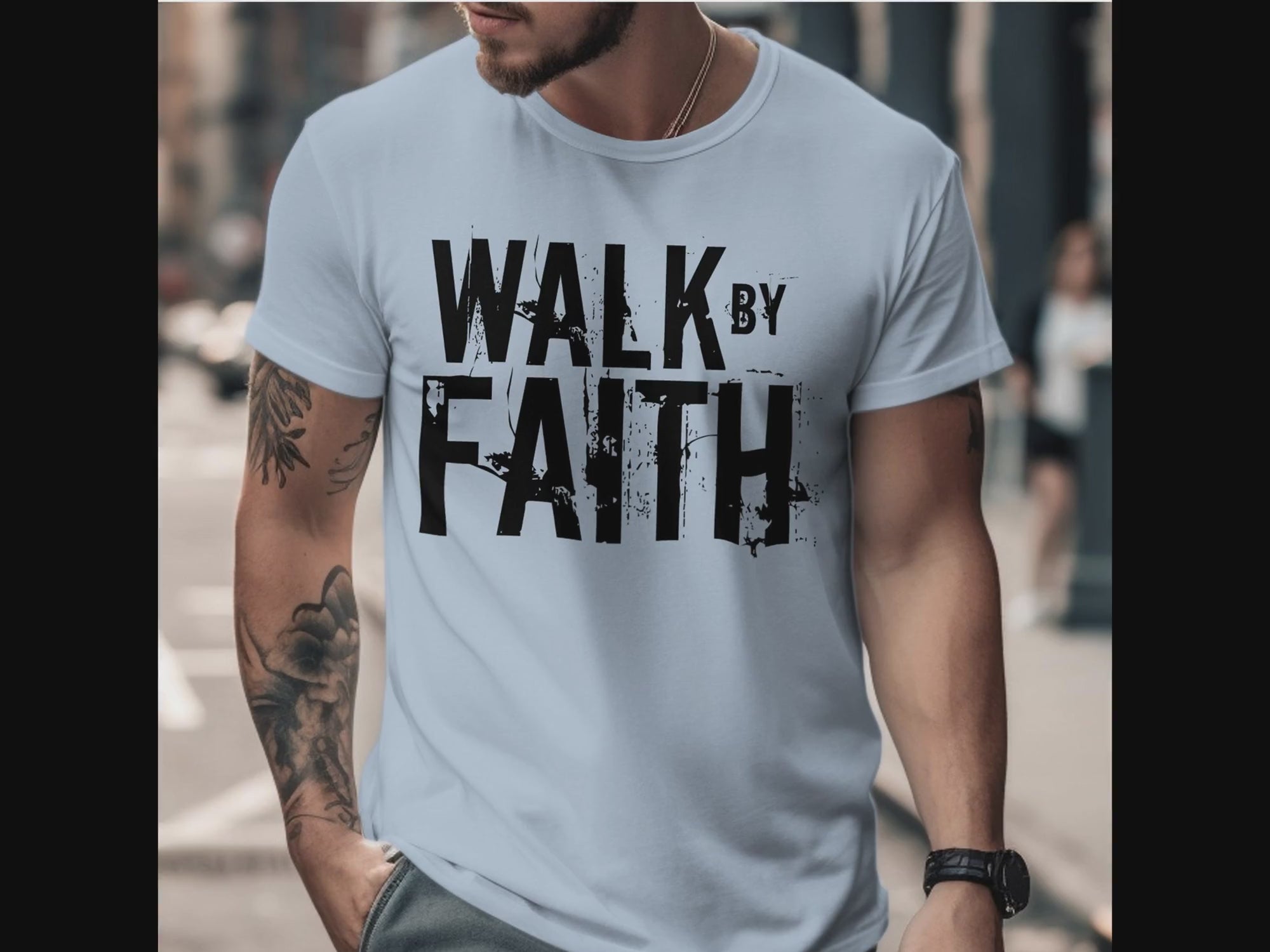 Walk By Faith Men's Jersey Short Sleeve Tee Size: XS Color: Athletic Heather Jesus Passion Apparel