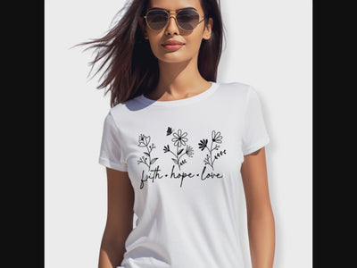 Faith Hope Love Women's Short Sleeve Tee Size: XS Color: White Jesus Passion Apparel