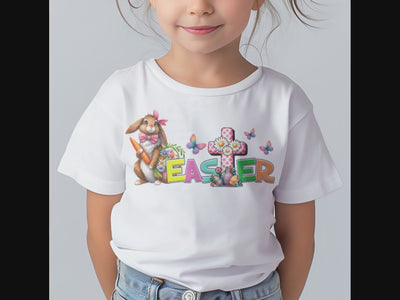 Easter Cross Rabbit Toddlers Christian Easter T-Shirt Size: 5/6T Color: Pink Jesus Passion Apparel