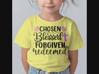 Chosen Blessed Forgiven Redeemed Toddler Short Sleeve Tee Size: 5/6T Color: Heather Jesus Passion Apparel