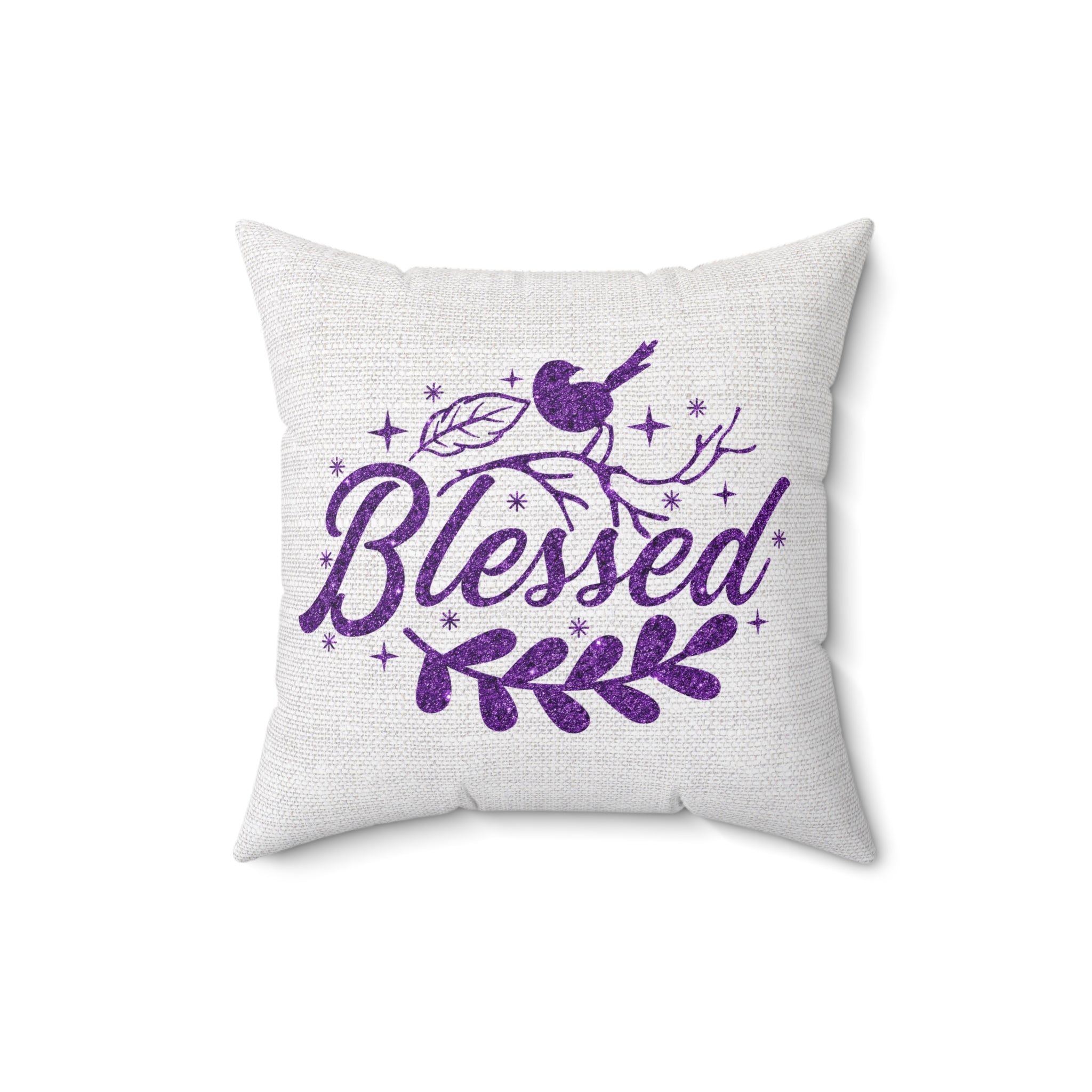 Purple Glitter Blessed Bird Square Pillows - Jesus Passion Apparel