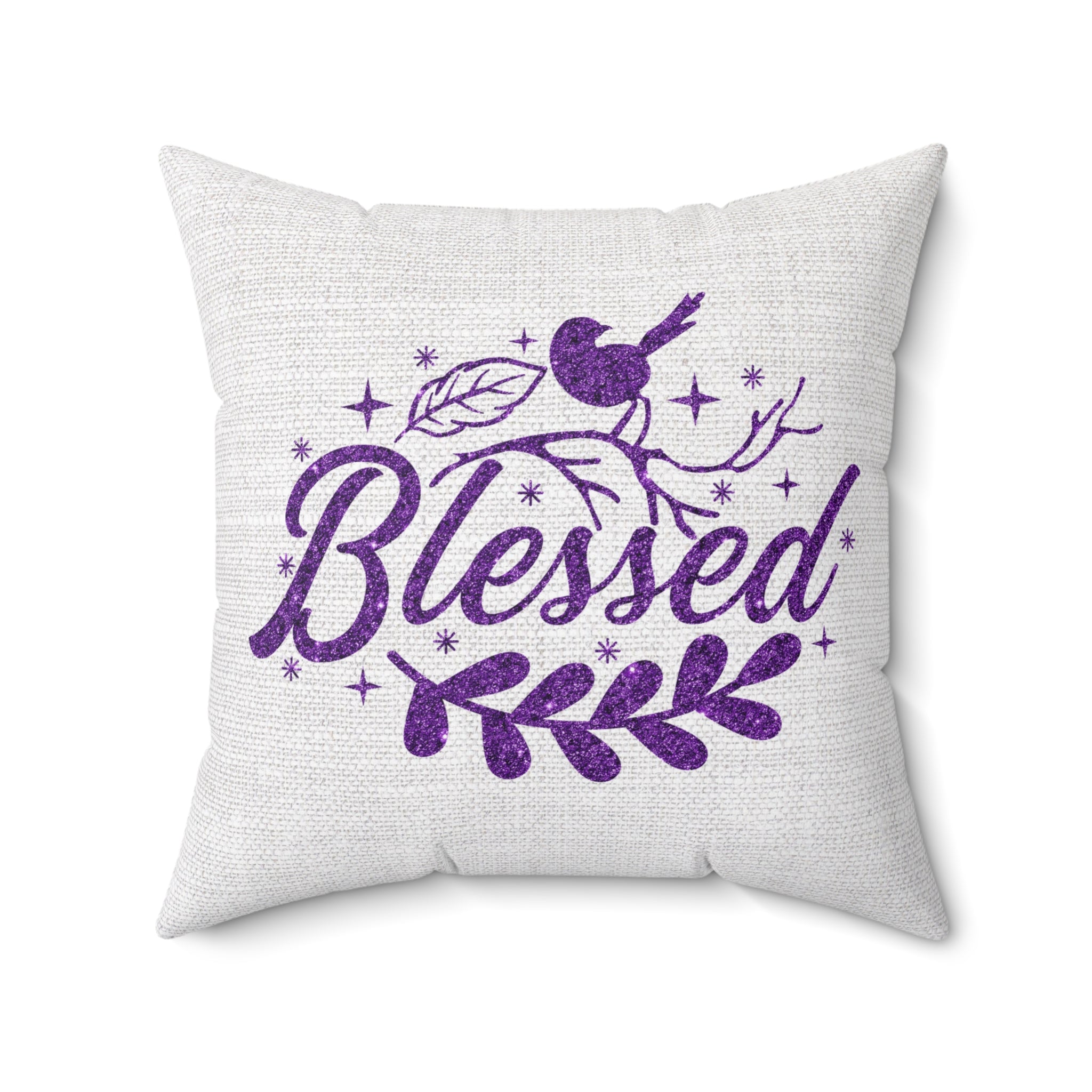 Purple Glitter Blessed Bird Square Pillows - Jesus Passion Apparel