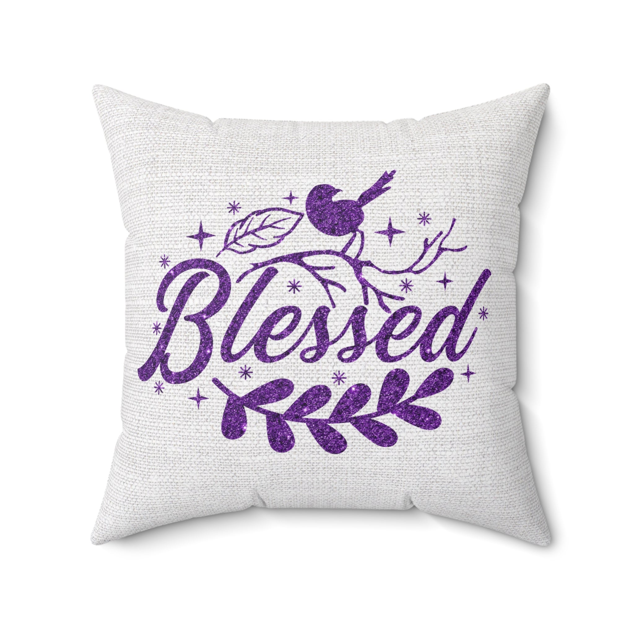 Purple Glitter Blessed Bird Square Pillows - Jesus Passion Apparel