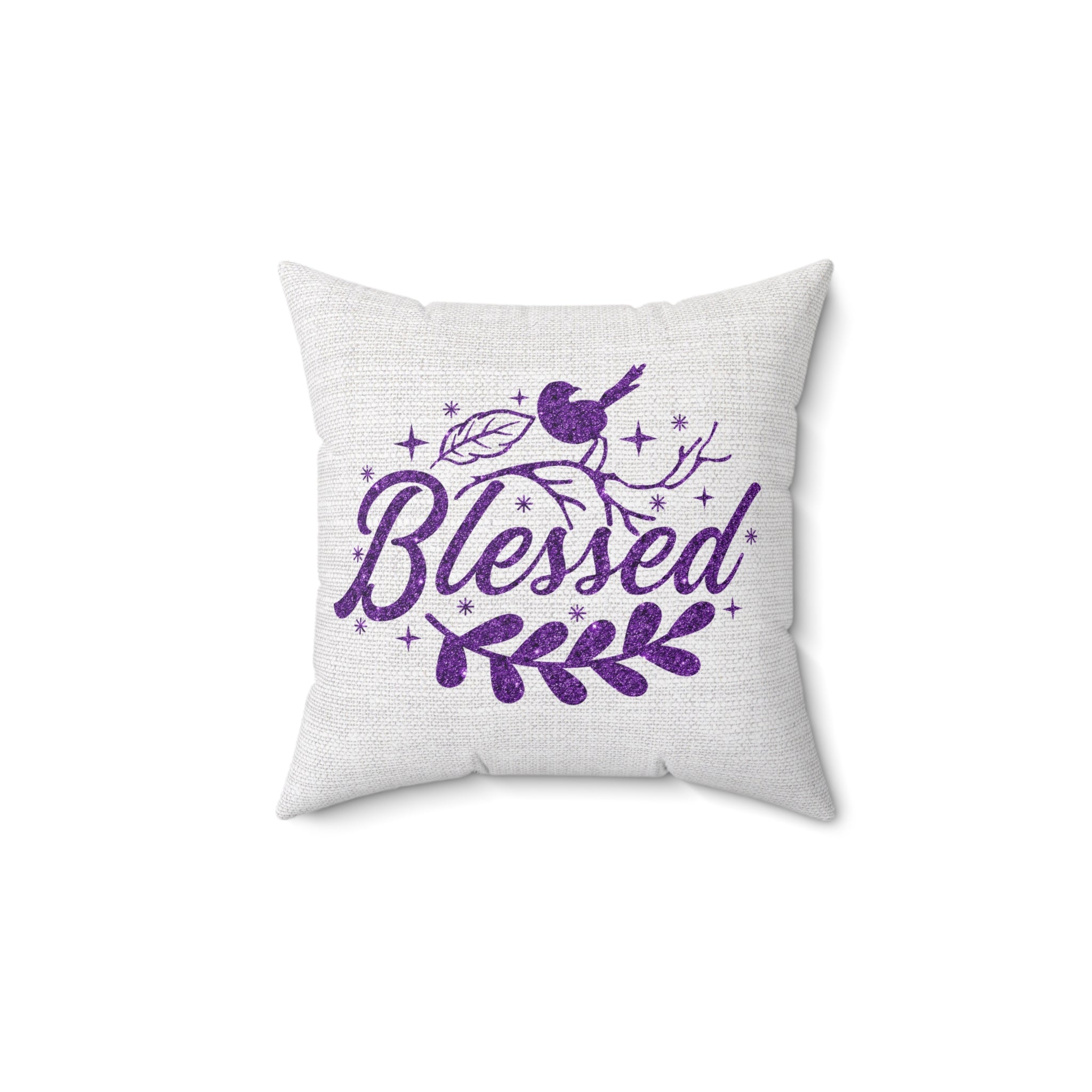 Purple Glitter Blessed Bird Square Pillows - Jesus Passion Apparel