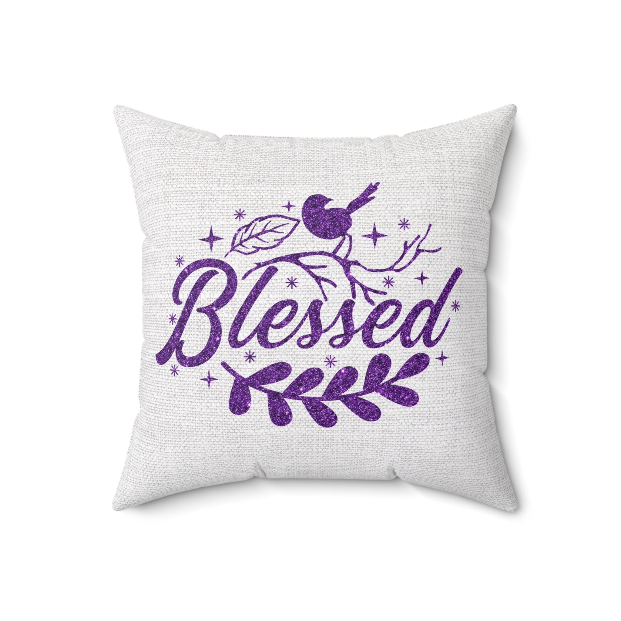 Purple Glitter Blessed Bird Square Pillows - Jesus Passion Apparel