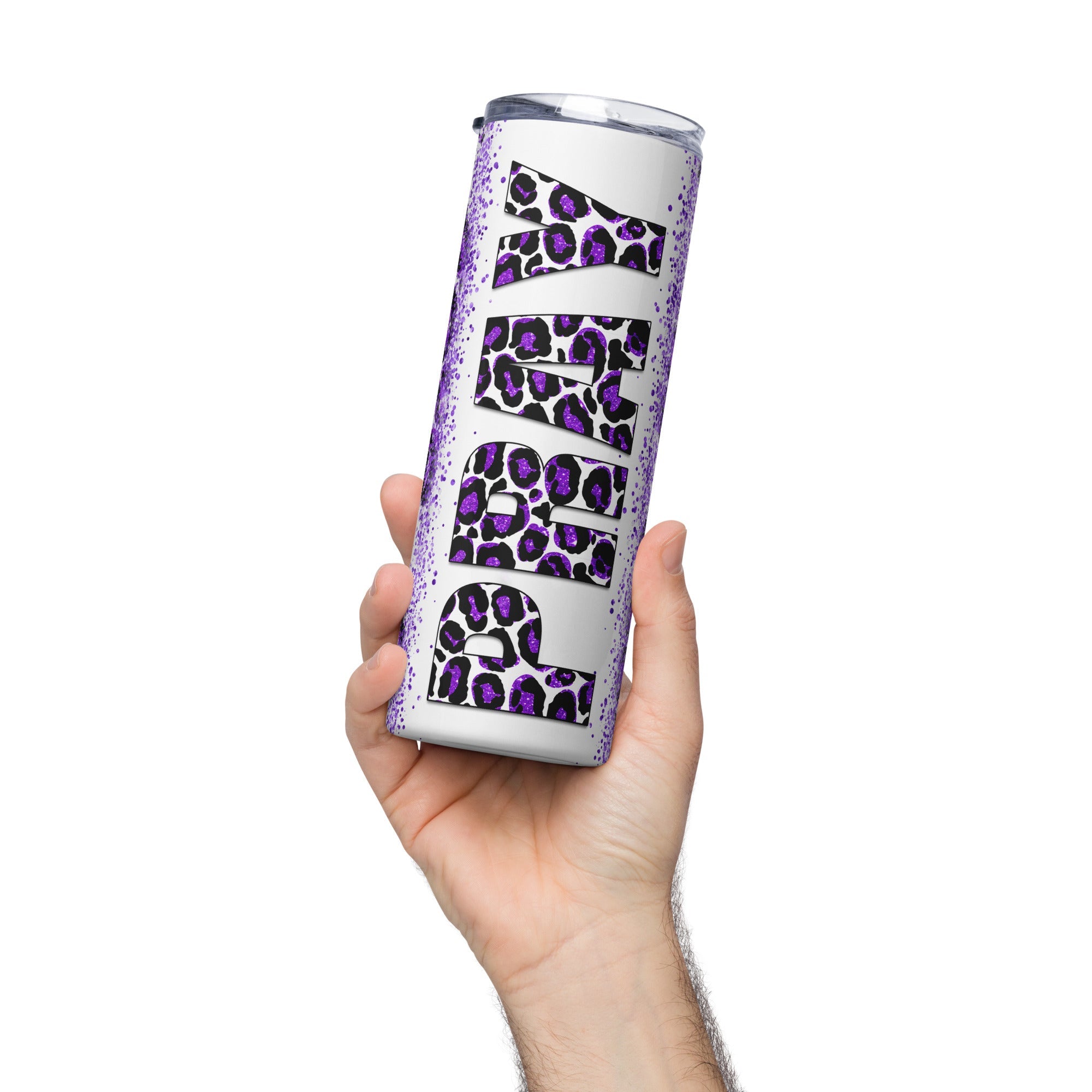 Purple Pray Leopard Print Tumbler 20 oz - Stainless Steel Straw - Jesus Passion Apparel