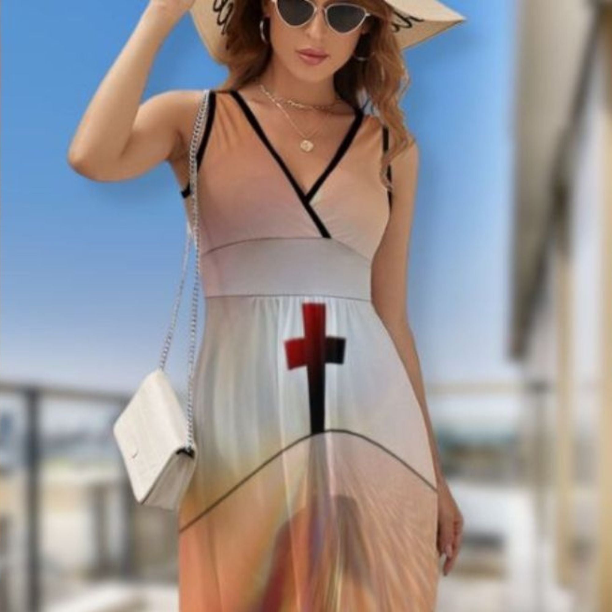 Red Passion Cross Ladies Sleeveless Dress - Jesus Passion Apparel