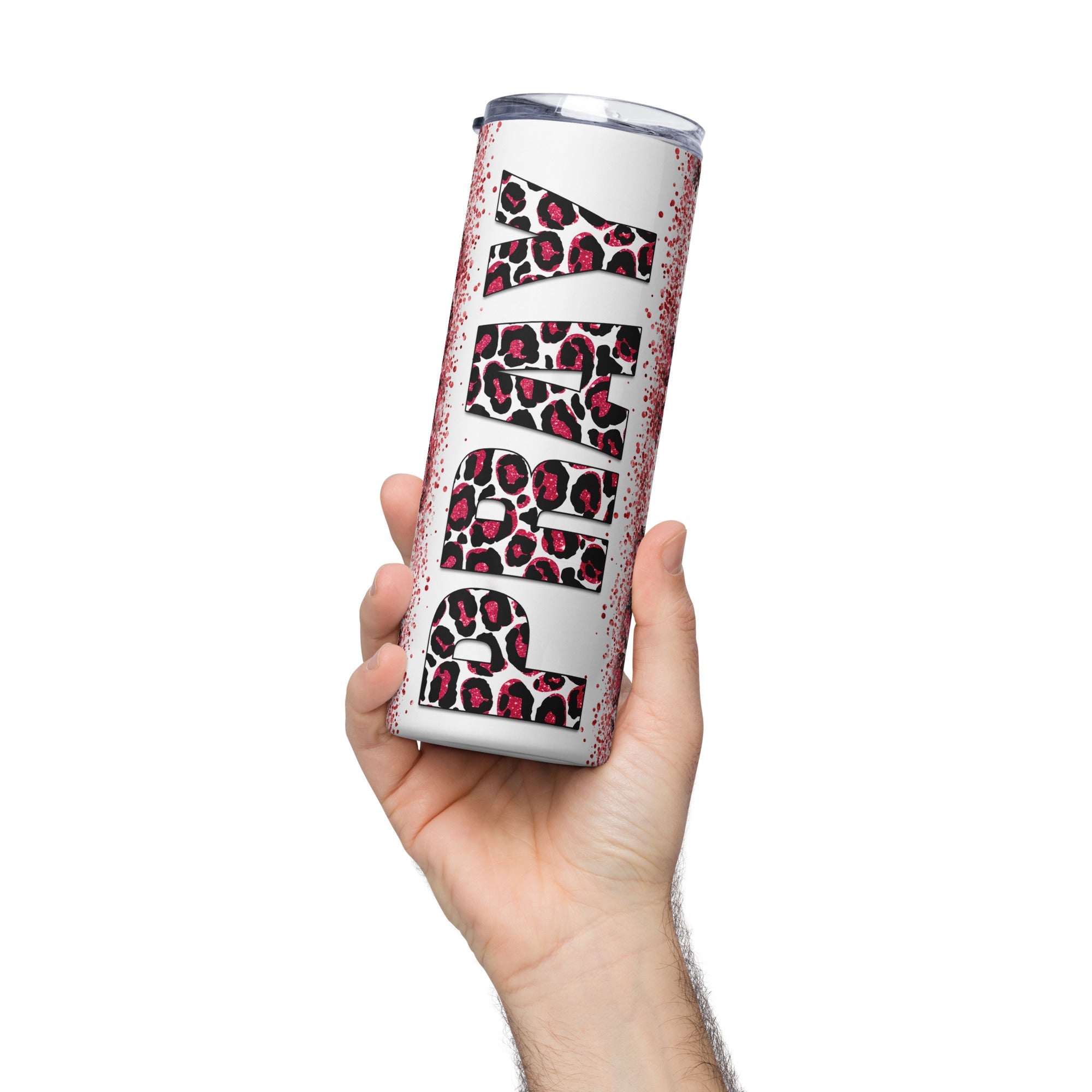 Red Pray Leopard Print Tumbler 20 oz - Stainless Steel Straw - Jesus Passion Apparel