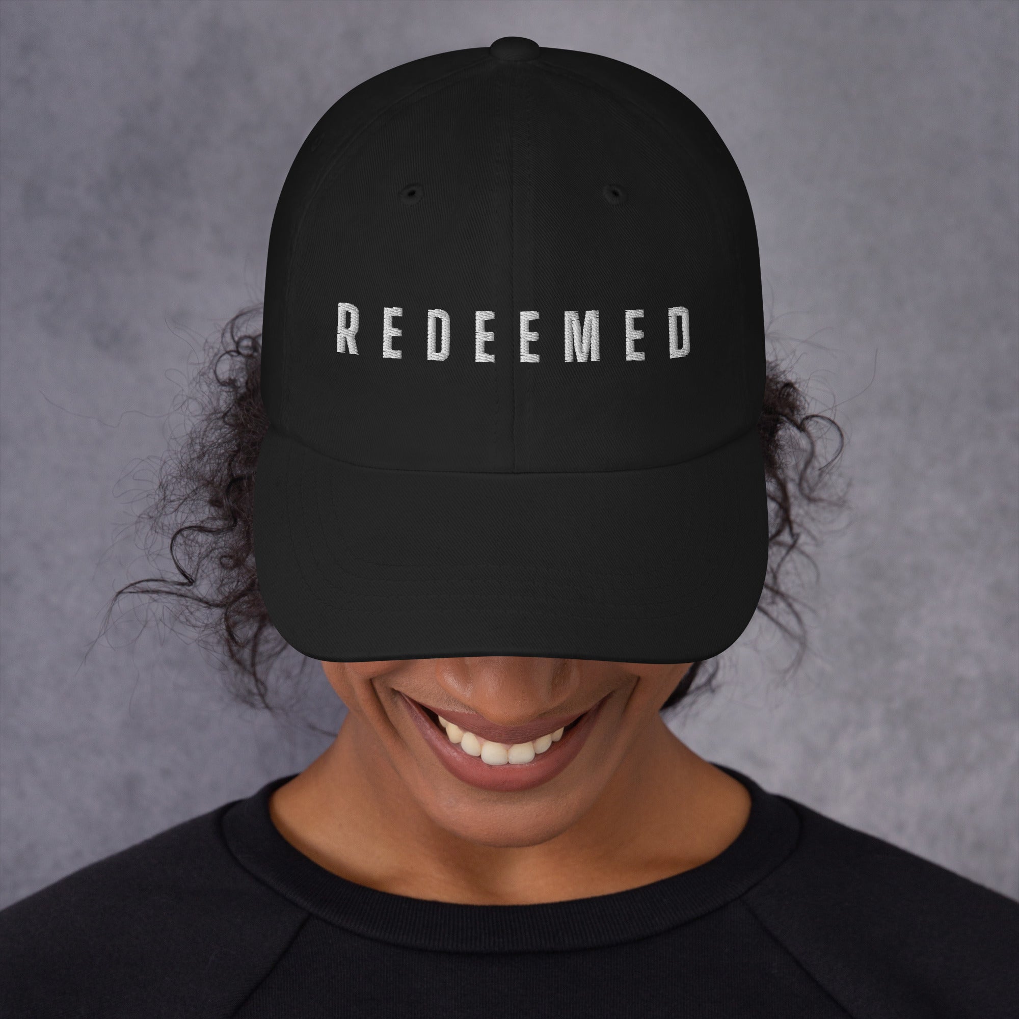 Redeemed Classic Dad's Cap with Puff Embroidery & Fish Cross Emblem - Jesus Passion Apparel