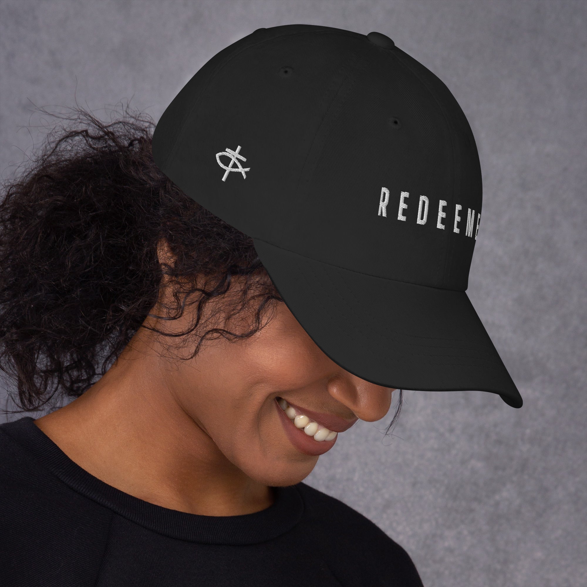 Redeemed Classic Dad's Cap with Puff Embroidery & Fish Cross Emblem - Jesus Passion Apparel