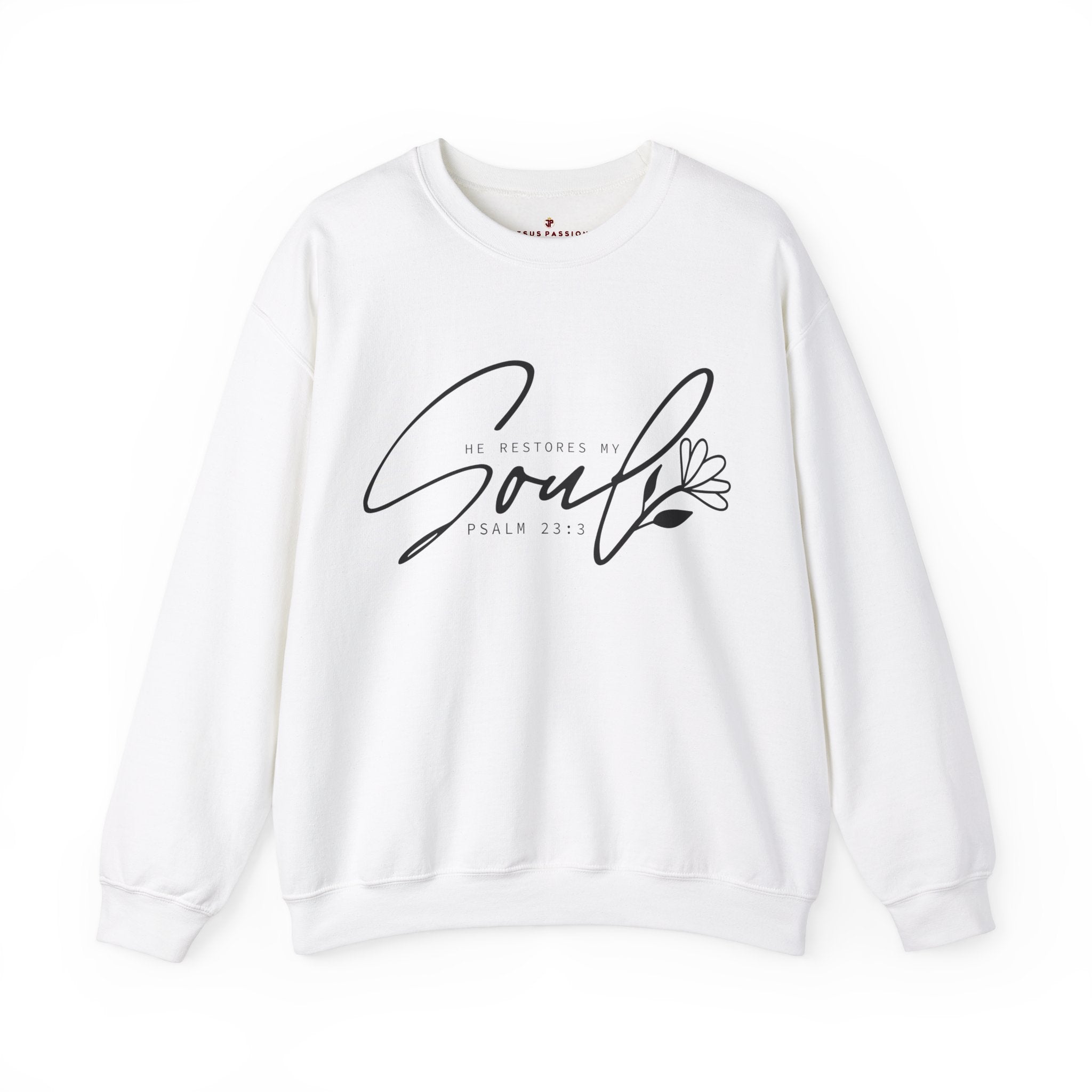 Restores My Soul Women's Fleece Unisex - Fit Sweatshirt White / Sport Grey - Jesus Passion Apparel