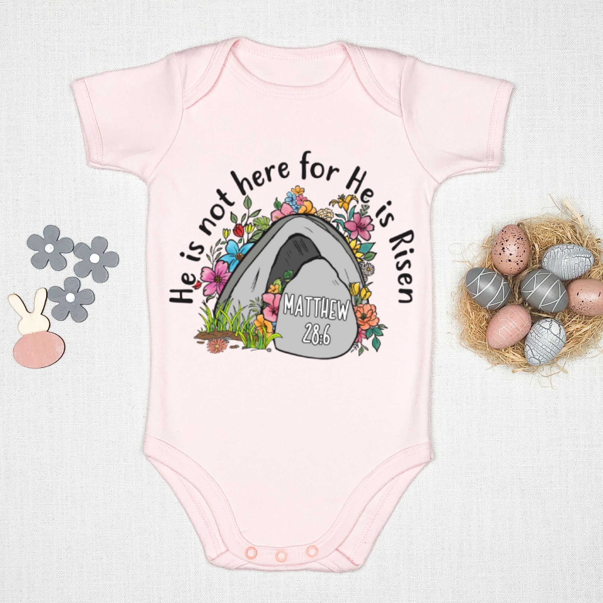 Resurrection Matthew 28 6 Infant Fine Jersey Bodysuit - Jesus Passion Apparel