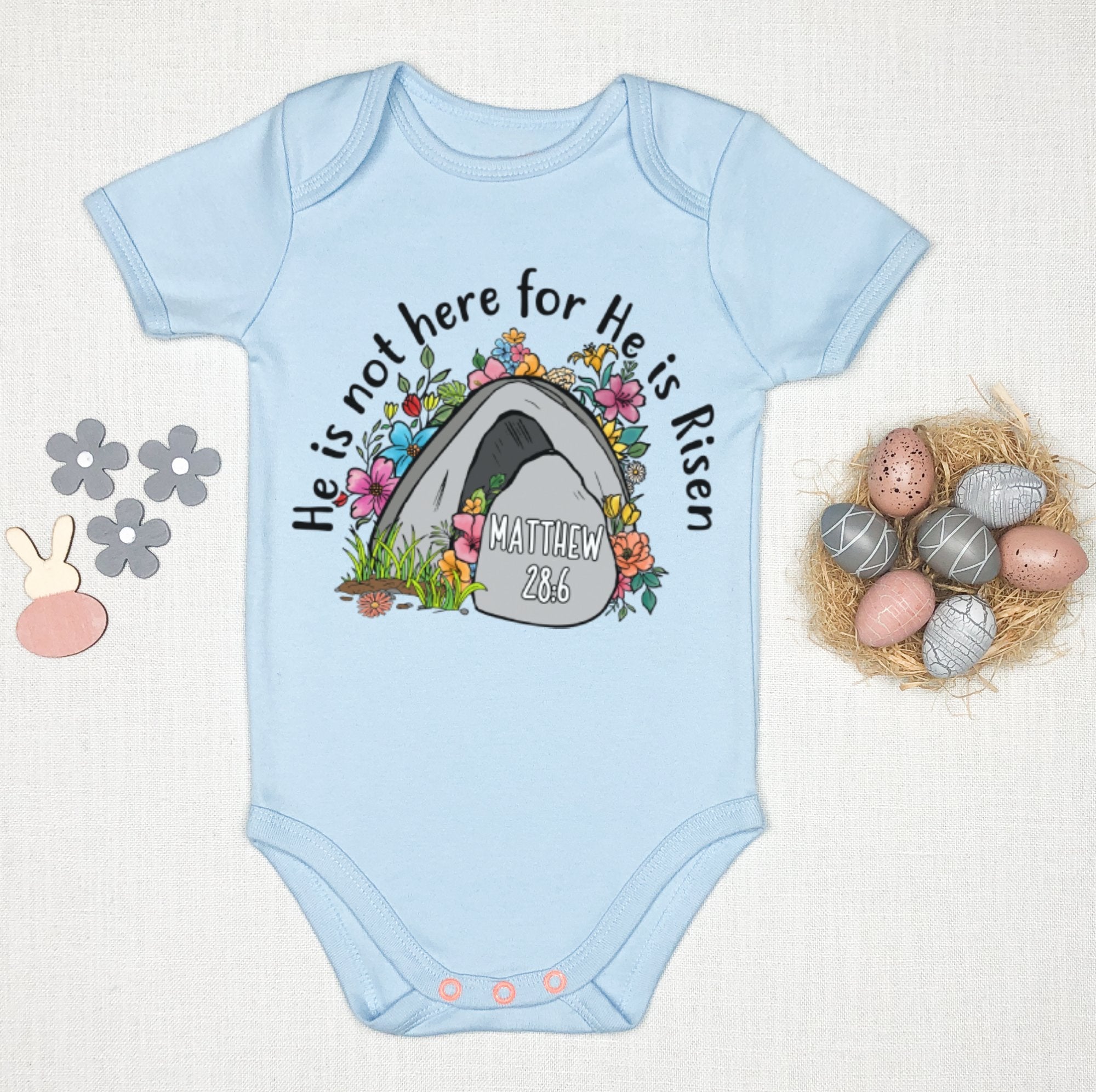 Resurrection Matthew 28 6 Infant Fine Jersey Bodysuit - Jesus Passion Apparel