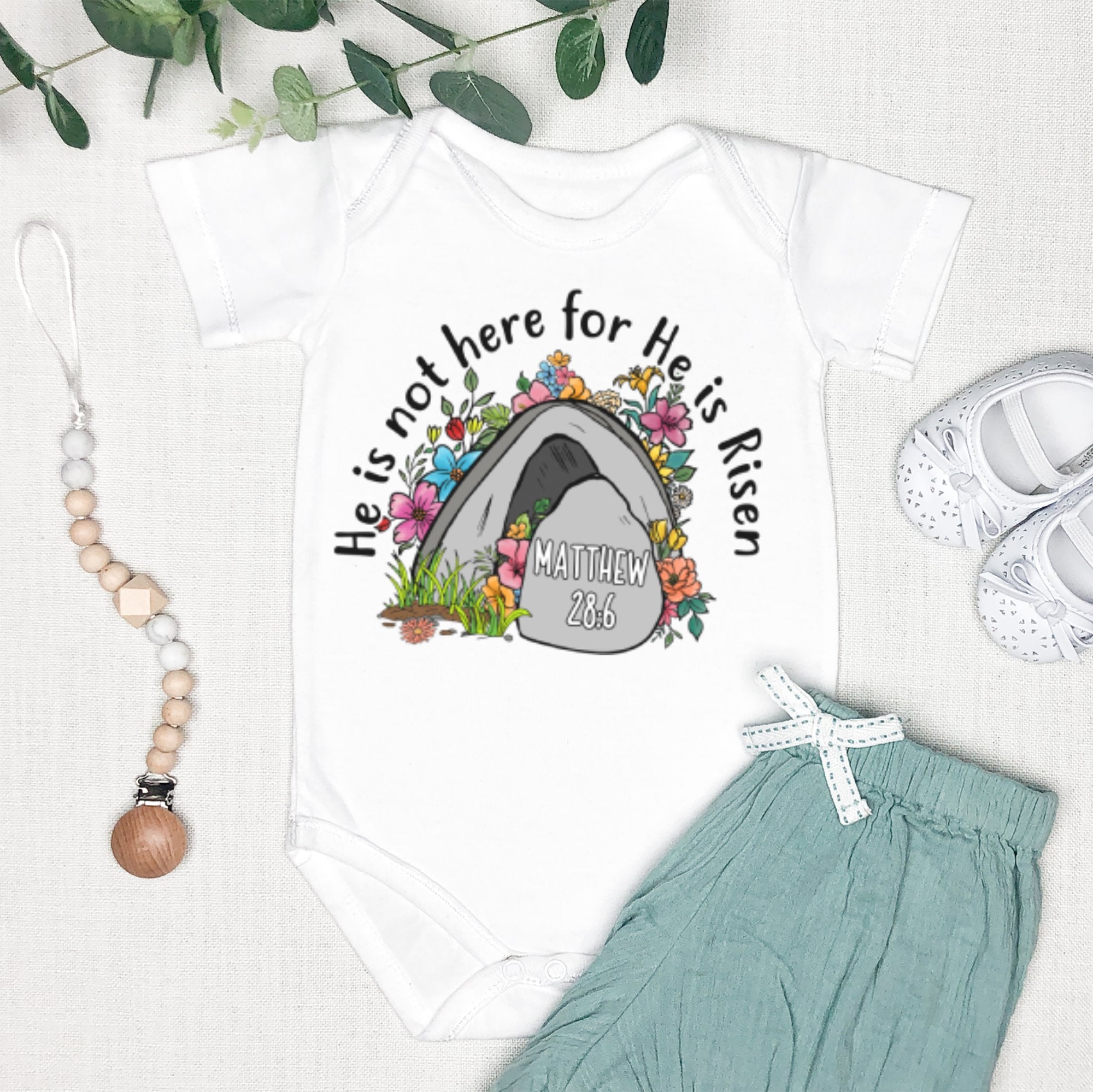 Resurrection Matthew 28 6 Infant Fine Jersey Bodysuit - Jesus Passion Apparel