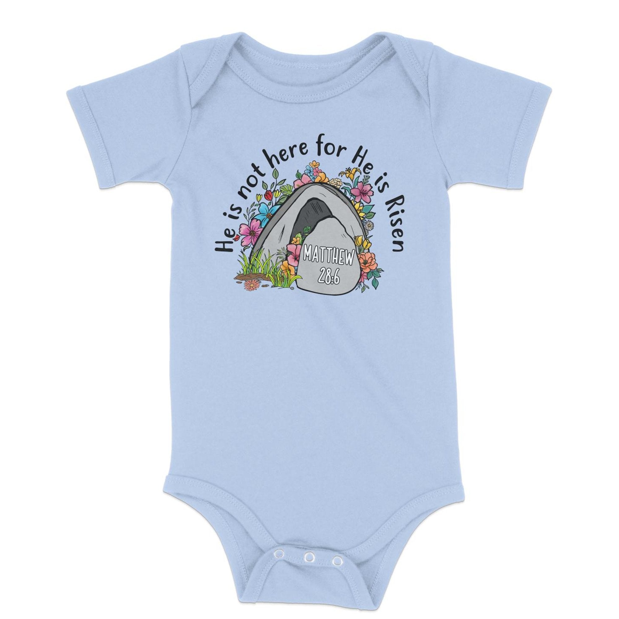 Resurrection Matthew 28 6 Infant Fine Jersey Bodysuit - Jesus Passion Apparel