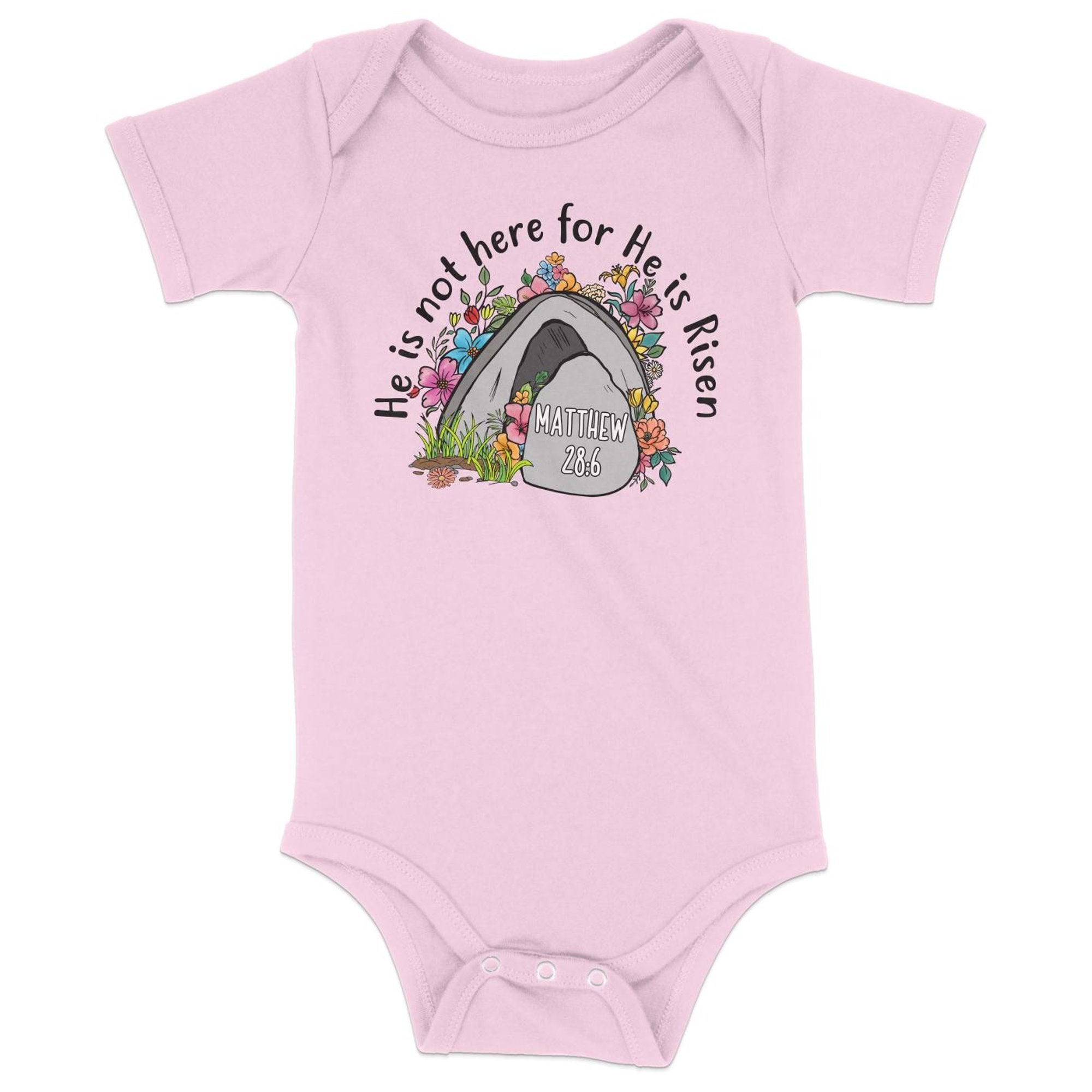 Resurrection Matthew 28 6 Infant Fine Jersey Bodysuit - Jesus Passion Apparel