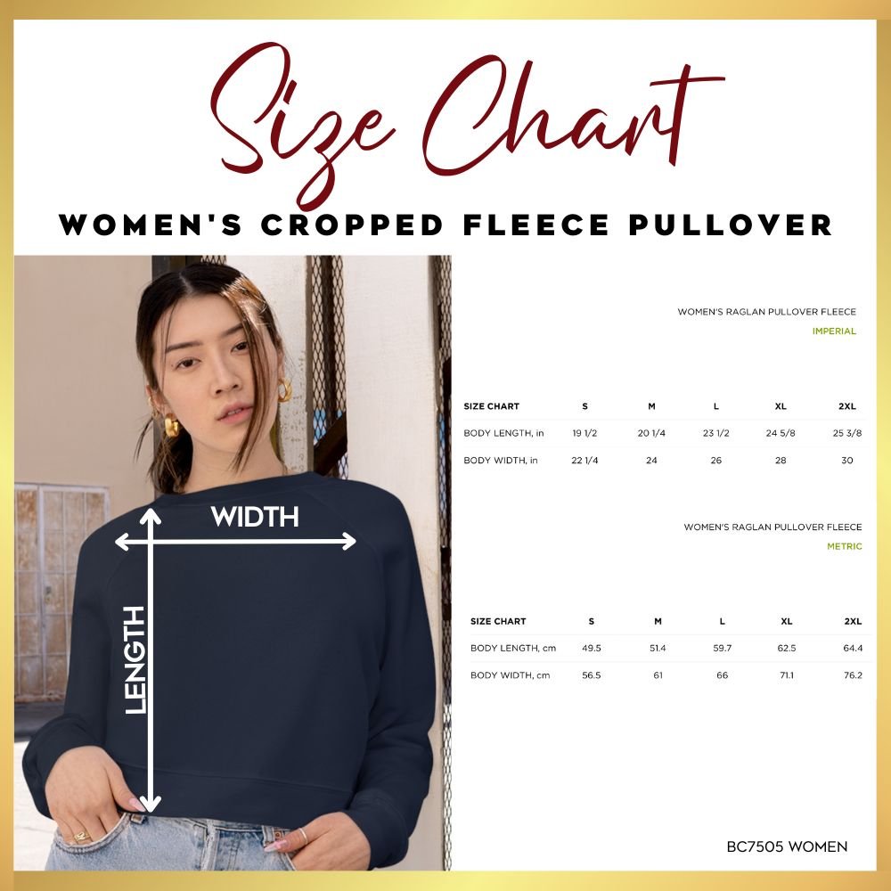 Salt and Light Women's Cropped Raglan Pullover Fleece Sweatshirt - Navy - Jesus Passion Apparel