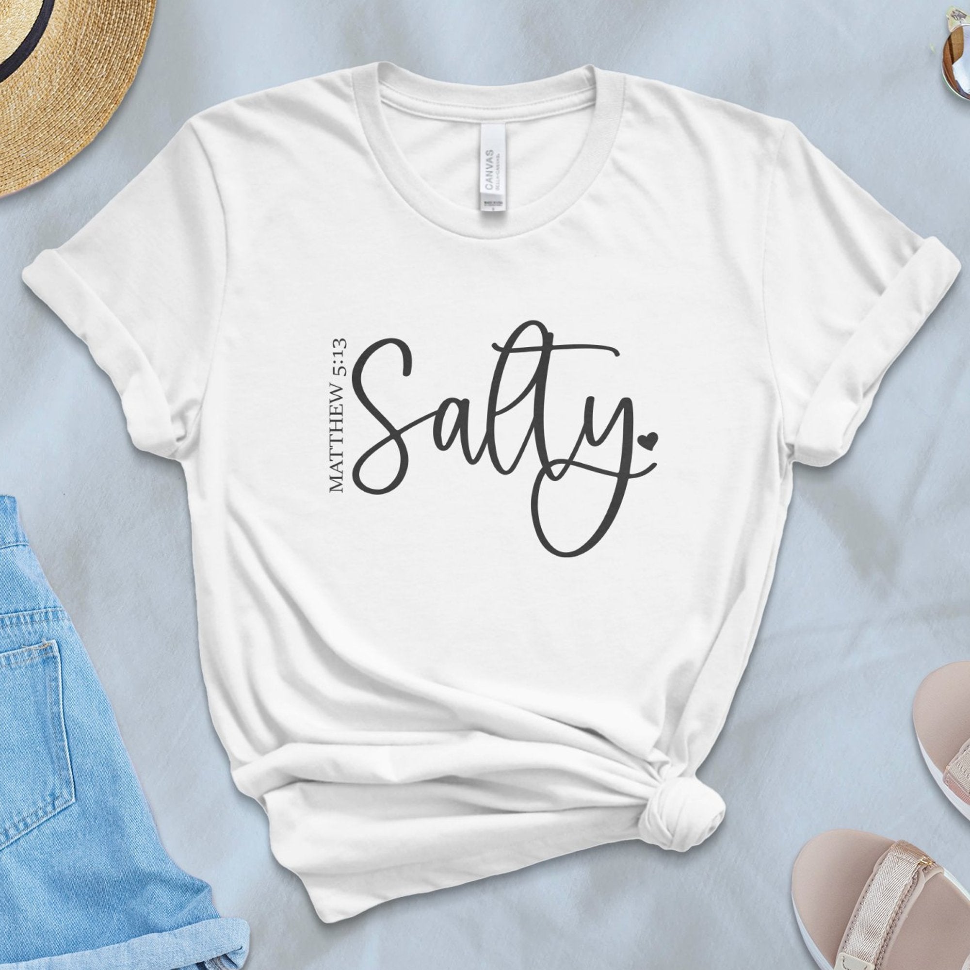 Salty Unisex Jersey Short Sleeve Tee - Black / White - Jesus Passion Apparel