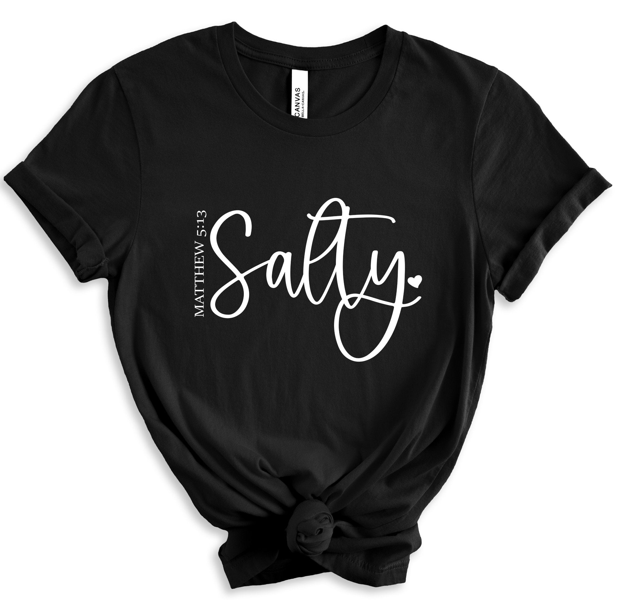 Salty Unisex Jersey Short Sleeve Tee - Black / White - Jesus Passion Apparel