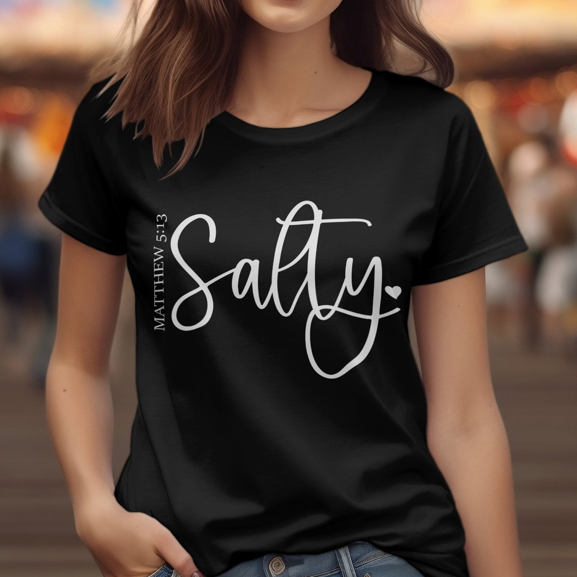 Salty Unisex Jersey Short Sleeve Tee - Black / White - Jesus Passion Apparel